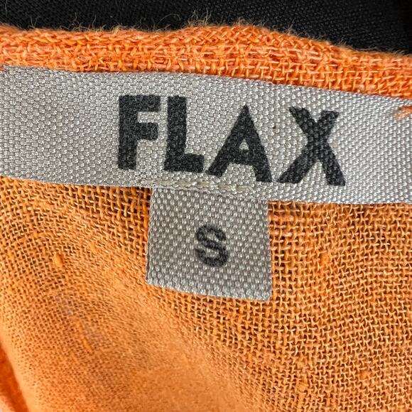 FLAX Orange Tunic Top Linen Scoop Neck Inverted Pleat 3/4 Sleeve Size S Small - Picture 8 of 10